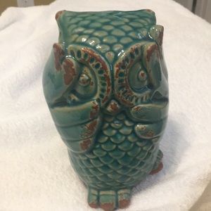 Teal & Brown Pottery Owl Playing Peek-A-Boo